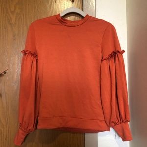 Orange Puff Sleeve Shirt